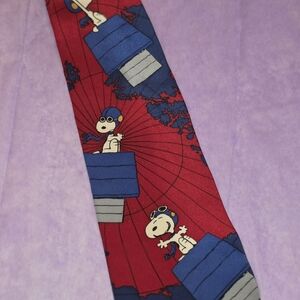 PEANUTS - Manhattan Menswear Group Red Baron Snoopy Aviator Tie Red Vintage